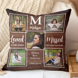 Coussin Rustic Family Memorial Keepsaké photo Collage