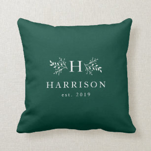 Coussin Rustic holiday monogram green wedding