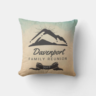 Coussin Rustic Mountain Illustration Réunion de famille