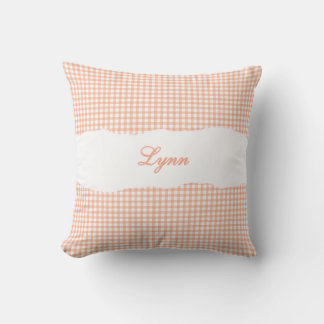 Coussin Rustic Orange Gingham Personalized Name