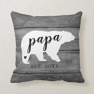 Coussin Rustic Papa Ours Coeur Naissance Photo Keepsaké