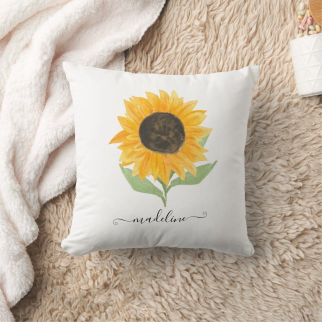 Coussin Rustic Sunflower Personalized Name Script (Couverture)