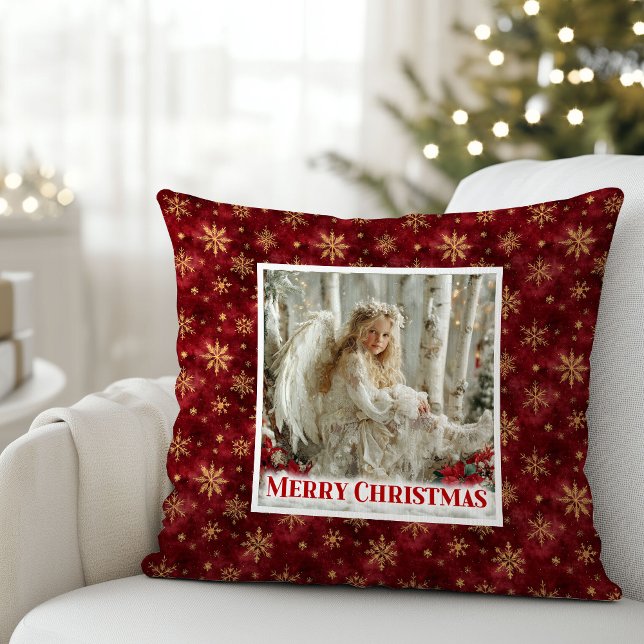 Coussin Rustic Victorian Angel Red Gold Holiday Christmas  (Rustic Victorian Angel Red Gold Holiday Christmas Pillow

)