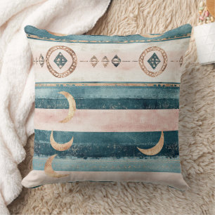 Coussin Rustique Céleste Rayure Lune Soleil Terreuse (10)