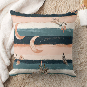 Coussin Rustique Céleste Rayure Lune Soleil Terreux (2)