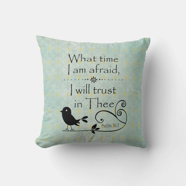 Coussin Rustique Chic; Oiseau avec Verse Bible (Recto)