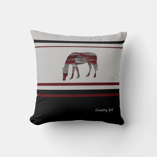 Coussin Rustique -Contemporain Country Girl- Cheval Design (Recto)