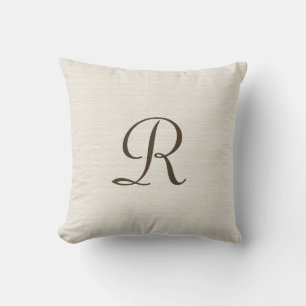 Coussin rustique de carré de monogramme de toile