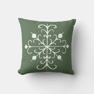 Coussin rustique de flocon de neige vert