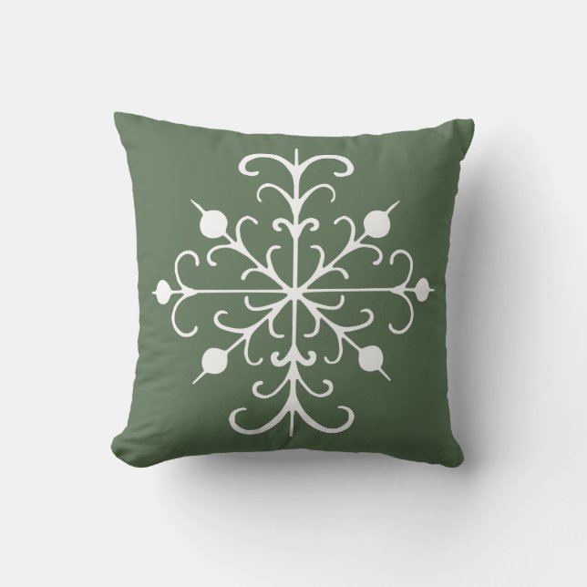 Coussin rustique de flocon de neige vert (Recto)