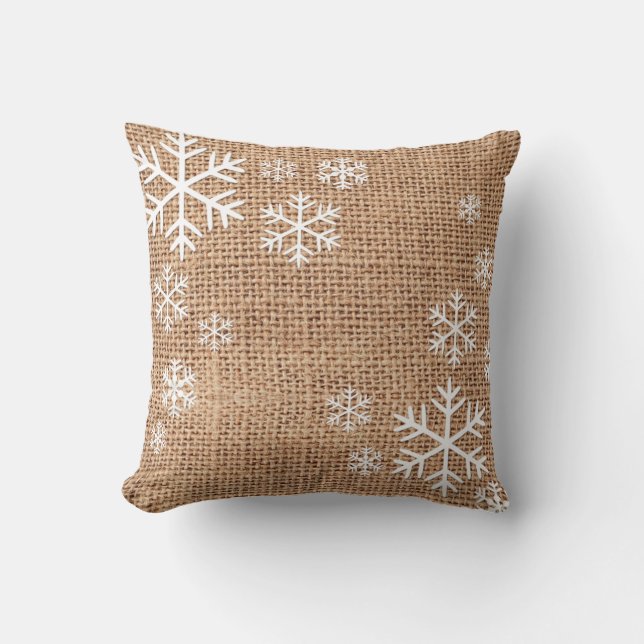 Coussin rustique de vacances de plaid de flocons (Recto)