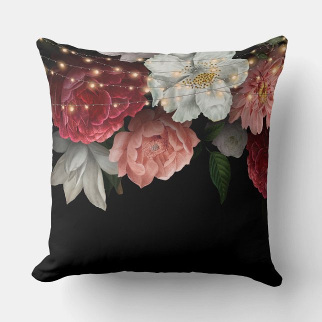 Coussin Rustique Elegant bordeaux Floral (Recto)