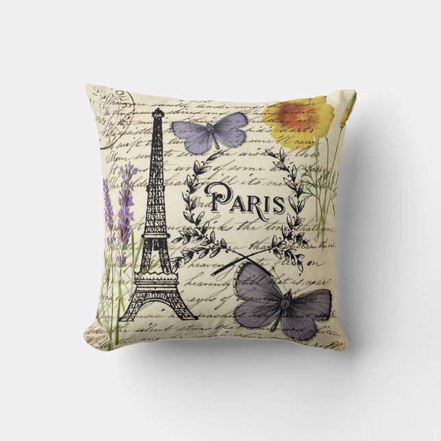 Coussin rustique français scripts de pays paris eiffel tow (Recto)