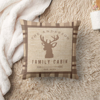 Coussin Rustique Nom du pays Cabine dans les bois
