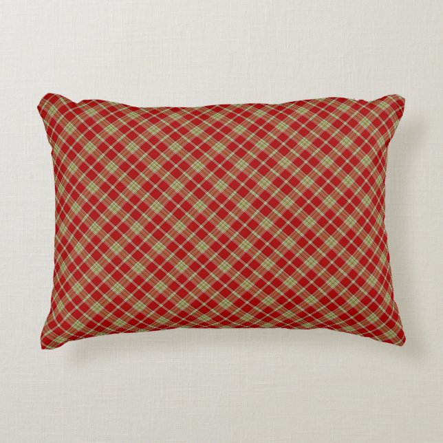 Coussin rustique rouge et vert clair d'accent de (Devant)