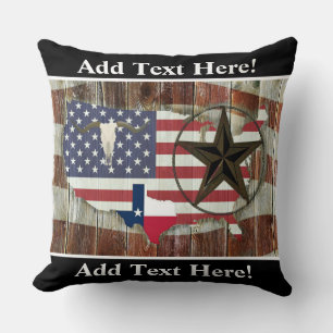 Coussin Rustique Texas Lone Star Texas Long Horn Thailler