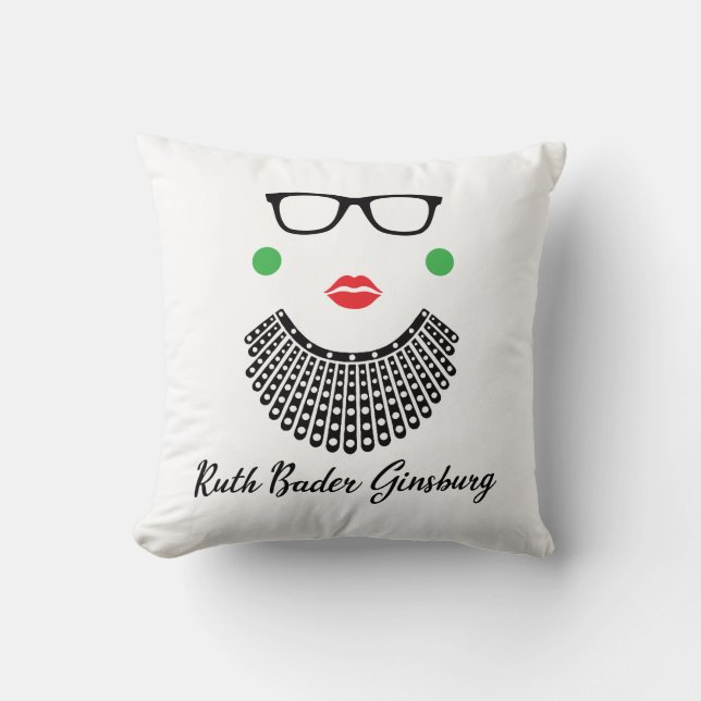 Coussin Ruth Bader Ginsburg, Célèbre RBG, Collar de dissid (Recto)