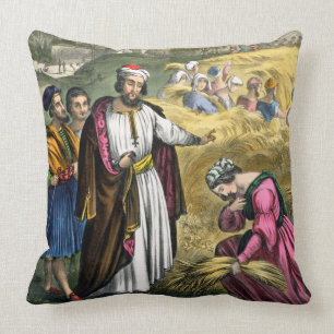Coussin Ruth dans le domaine de Boaz, d'une bible imprimé