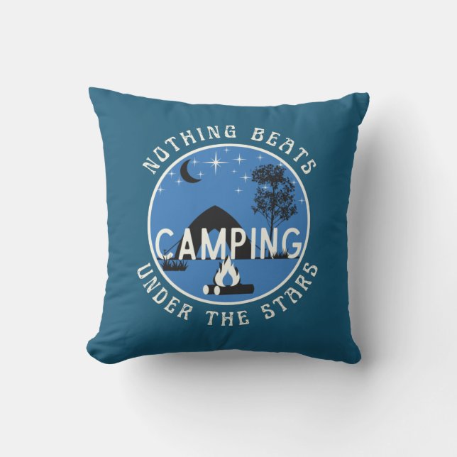 Coussin RV Décor - Blue Nothing Beats Camping Under Stars (Recto)