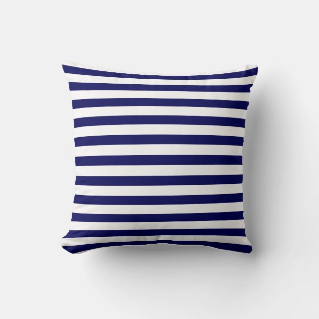 Coussin RW&B ! Bandes marines/blanches sur le devant, doss (Recto)