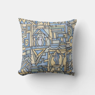 Coussin Rythme En Bleu-Funky Géométrique Moderne