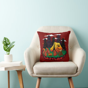 Coussin S’more de plaisir avec cet écureuil de camping