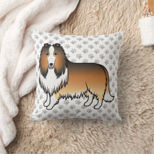 Coussin Sable Rough Collie mignonne Cartoon Chien & Pâtes