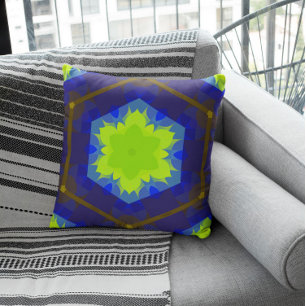 Coussin Sac fourre-tout vert et bleu rétro Mandala