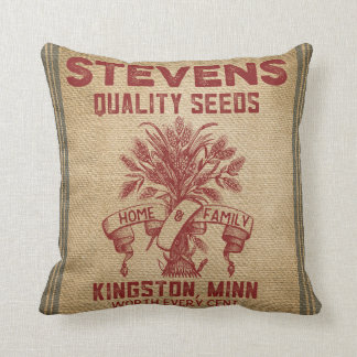 Coussin Sac vintage à graine de toile de jute