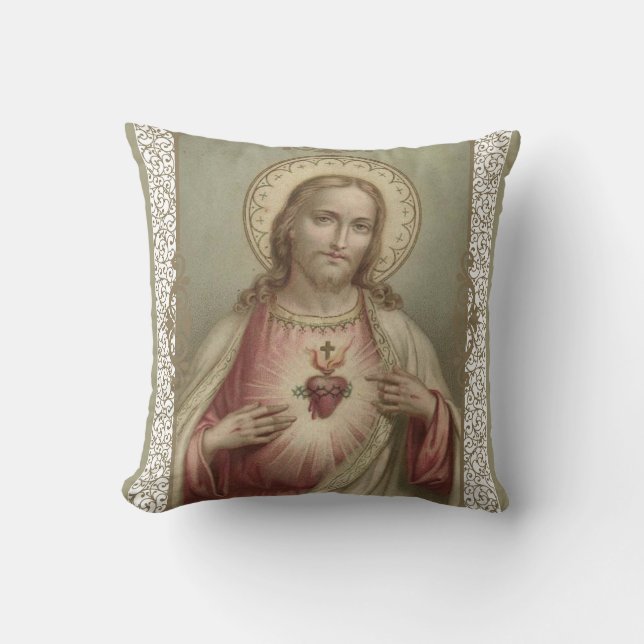 Coussin Sacré Coeur de Jésus Miséricorde religieuse divine (Recto)