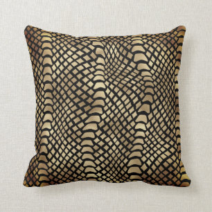 Coussin Safari Africain Black Gold Python Animal Skin Sepi