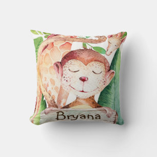 Coussin Safari Chambre de Nurserie Singe de la Jungle et G