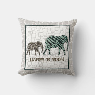 Coussin Safari Elephants Baby Boy Nursery Mid Century
