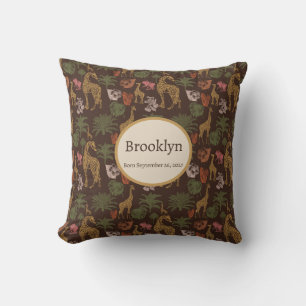 Coussin Safari Giraffe & Pépinière Feuille Tropicale