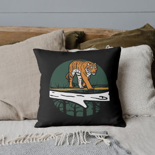 Coussin Safari Graphique Animal Faune Grand Chat Tigre Noi
