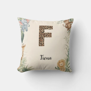 Coussin Safari Jungle Nom Prénom Personnalisé F Décoration