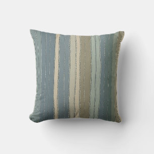Coussin Sage bleu sarcelle et rayures beige