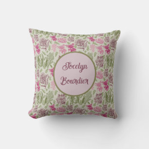 Coussin Sage Botanique Personnalisé Peony Eucalyptus