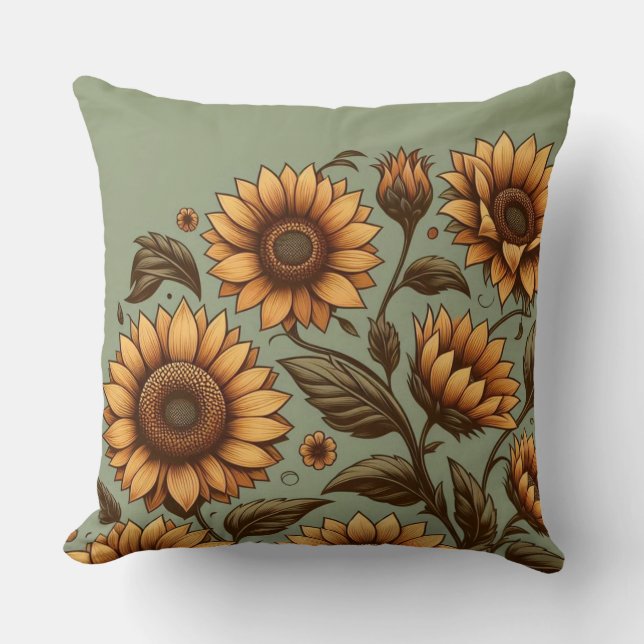Coussin Sage et tournesols (Recto)