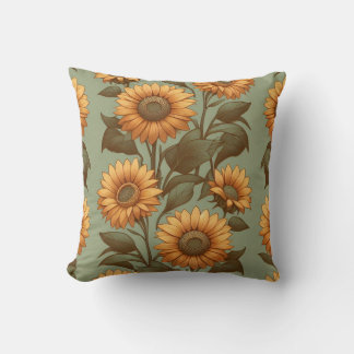 Coussin Sage et tournesols II
