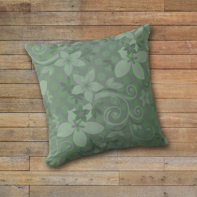 Coussin Sage Green Floral Swirl (Créateur téléchargé)