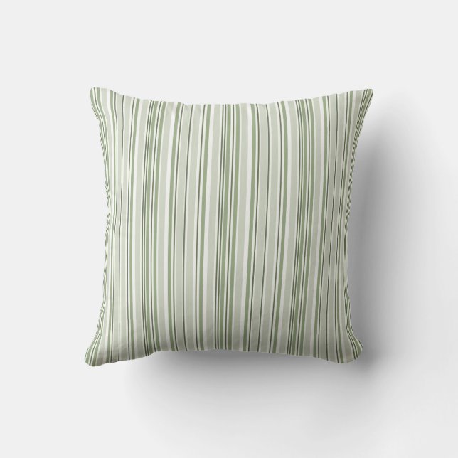 Coussin Sage Green (Light, Medium, Dark) and White Stripes (Verso)