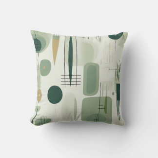 Coussin Sage Green Mid Century Moderne Abstrait