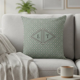 Coussin Sage Green Modern Geometric Monogram