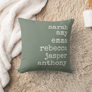 Coussin Sage Green Nom de famille personnalisé Monogramme