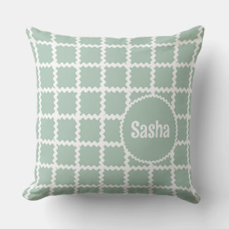 Coussin Sage Green Ric Rac Design pour les filles avec nom