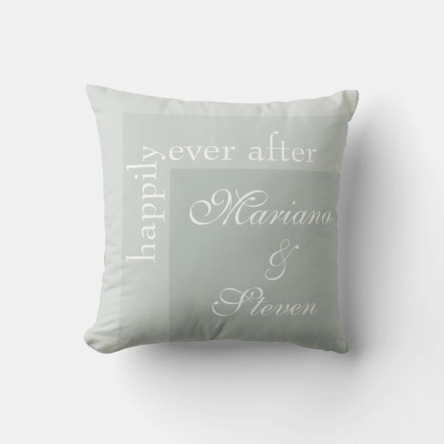 Coussin Sage Green Simple Moderne Chic Mariage Script (Recto)