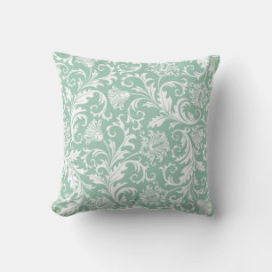 Coussin Sage Green Vintage Floral Damas