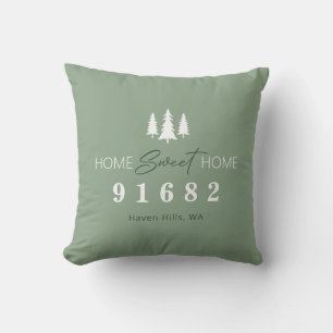 Coussin Sage Home Sweet Home Photo Code postal