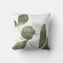 Coussin Sage Olive Green Botanical Pomegranate Fruit